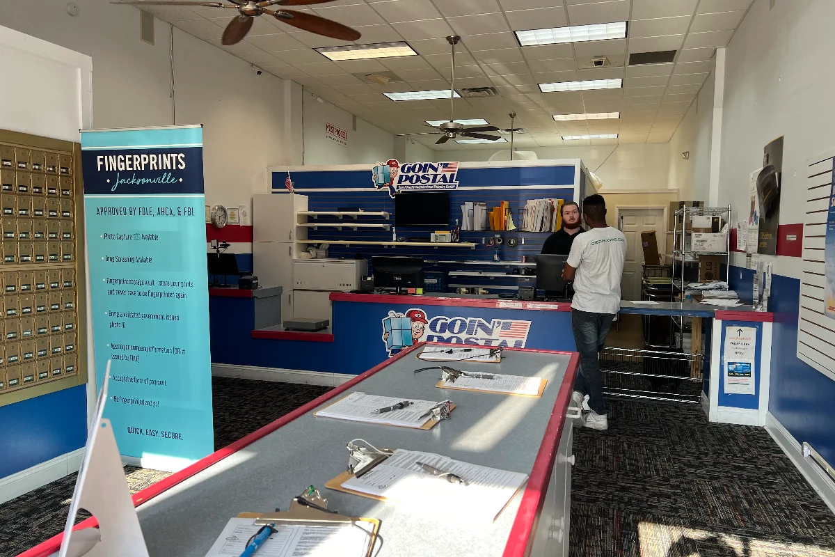 Interior of Goin' Postal Jacksonville shipping center in Jacksonville, FL
