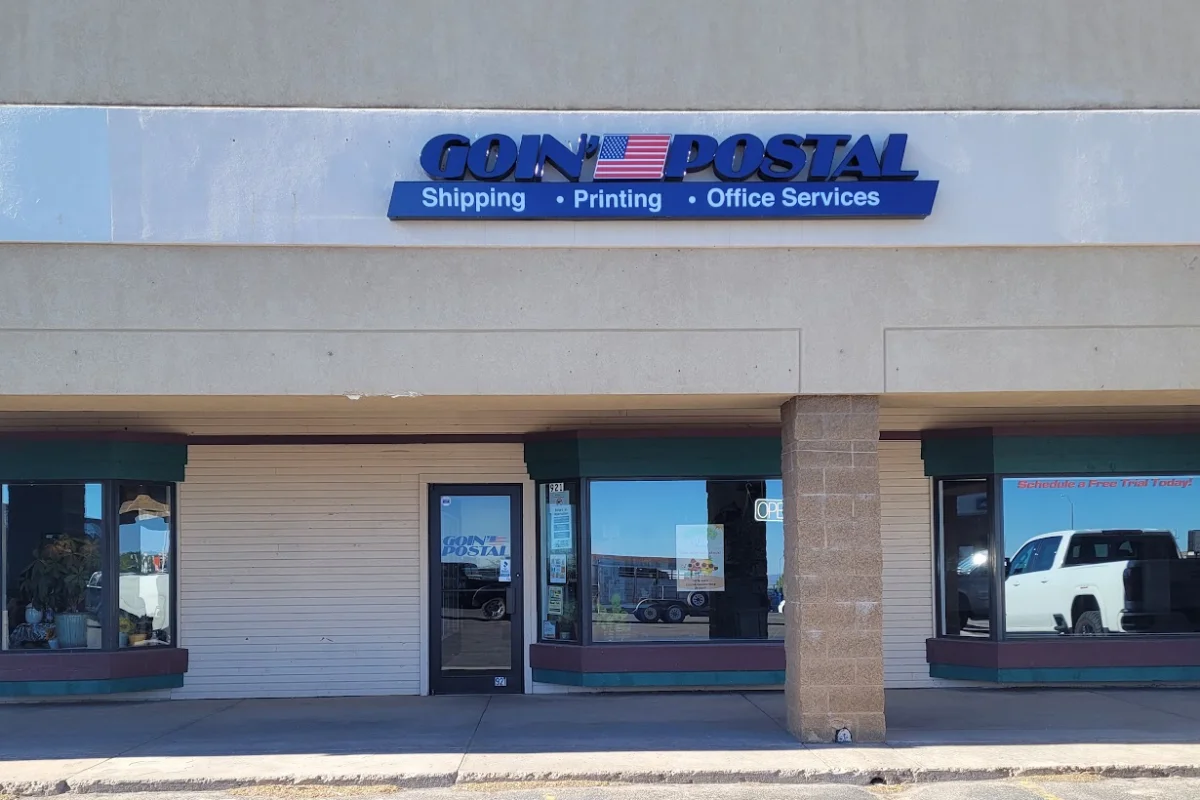Exterior of Goin' Postal Cedar City shipping center in Cedar City, UT