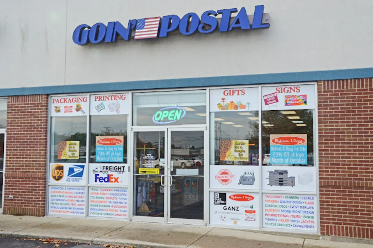 Exterior of Goin' Postal Scottsburg shipping center in Scottsburg, IN