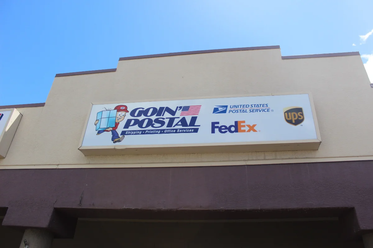 Exterior of Goin' Postal Elko shipping center in Elko, NV