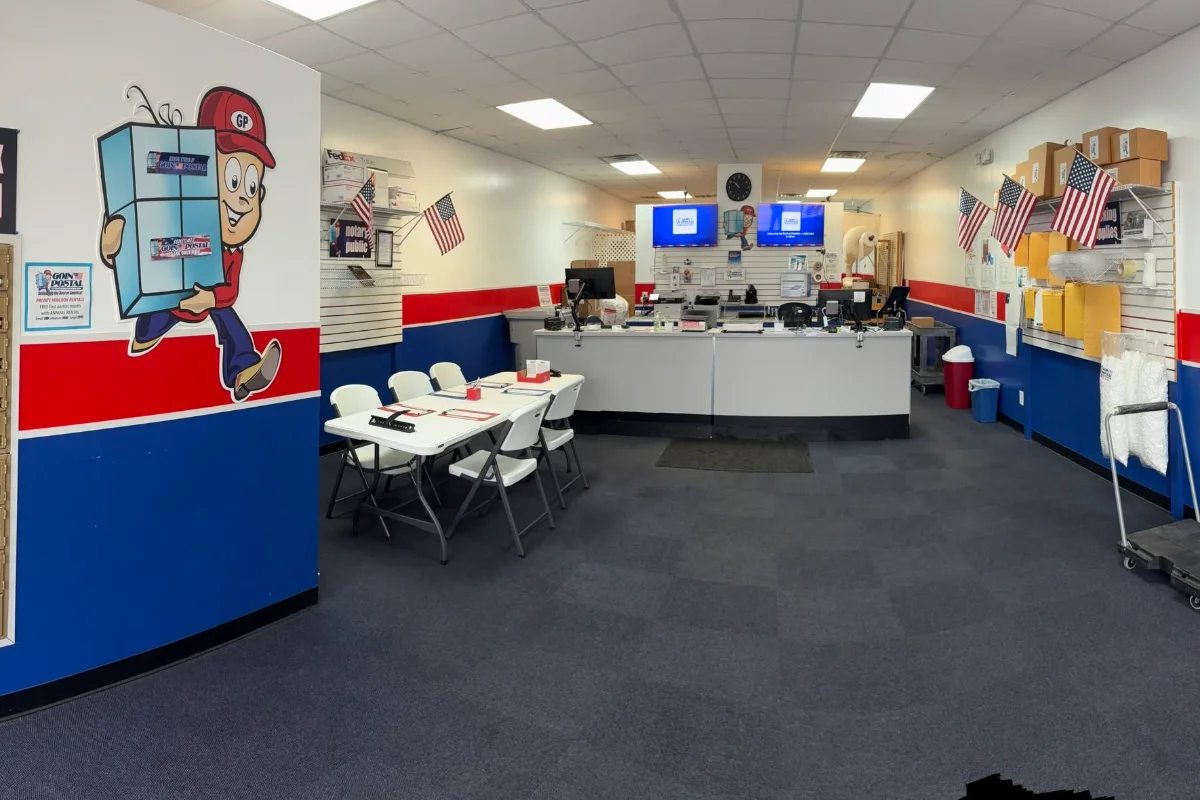 Interior of Goin' Postal Aiken shipping center in Aiken, SC
