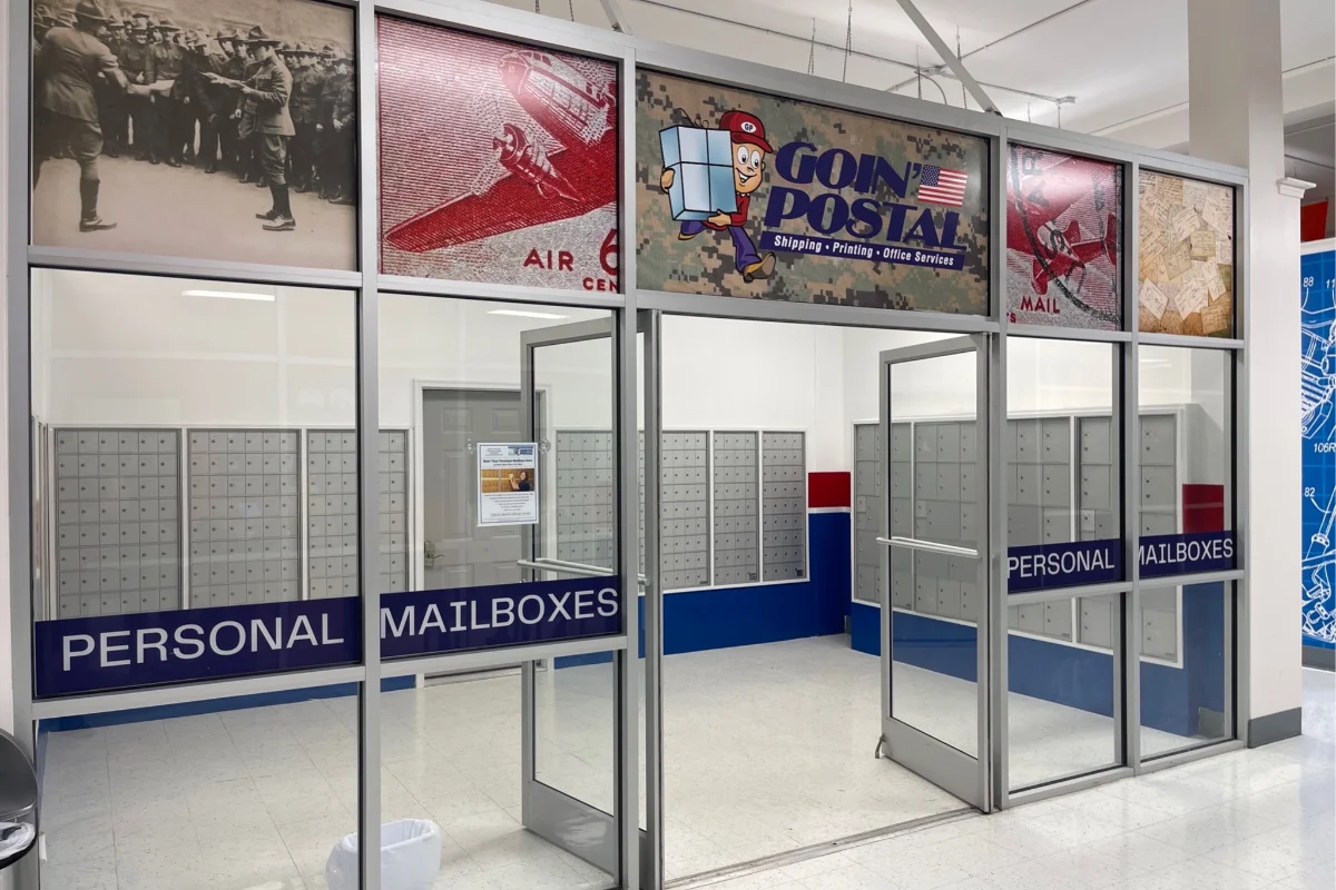 Interior of Goin' Postal Camp Lejeune shipping center in Camp Lejeune, NC