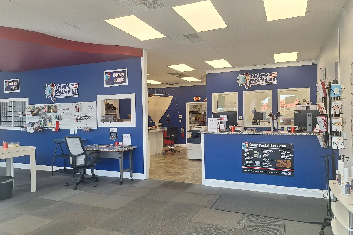 Interior of Goin' Postal Paducah shipping center in Paducah, KY