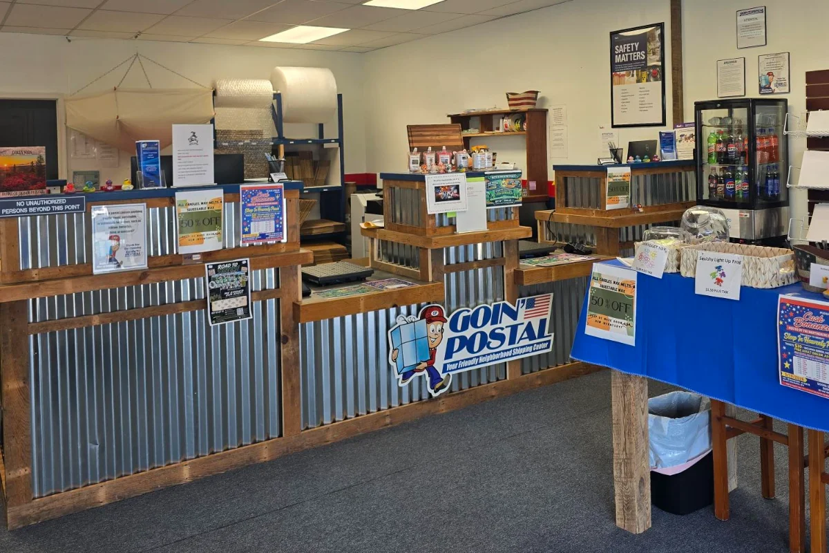 Interior of Goin' Postal Inwood shipping center in Inwood, WV