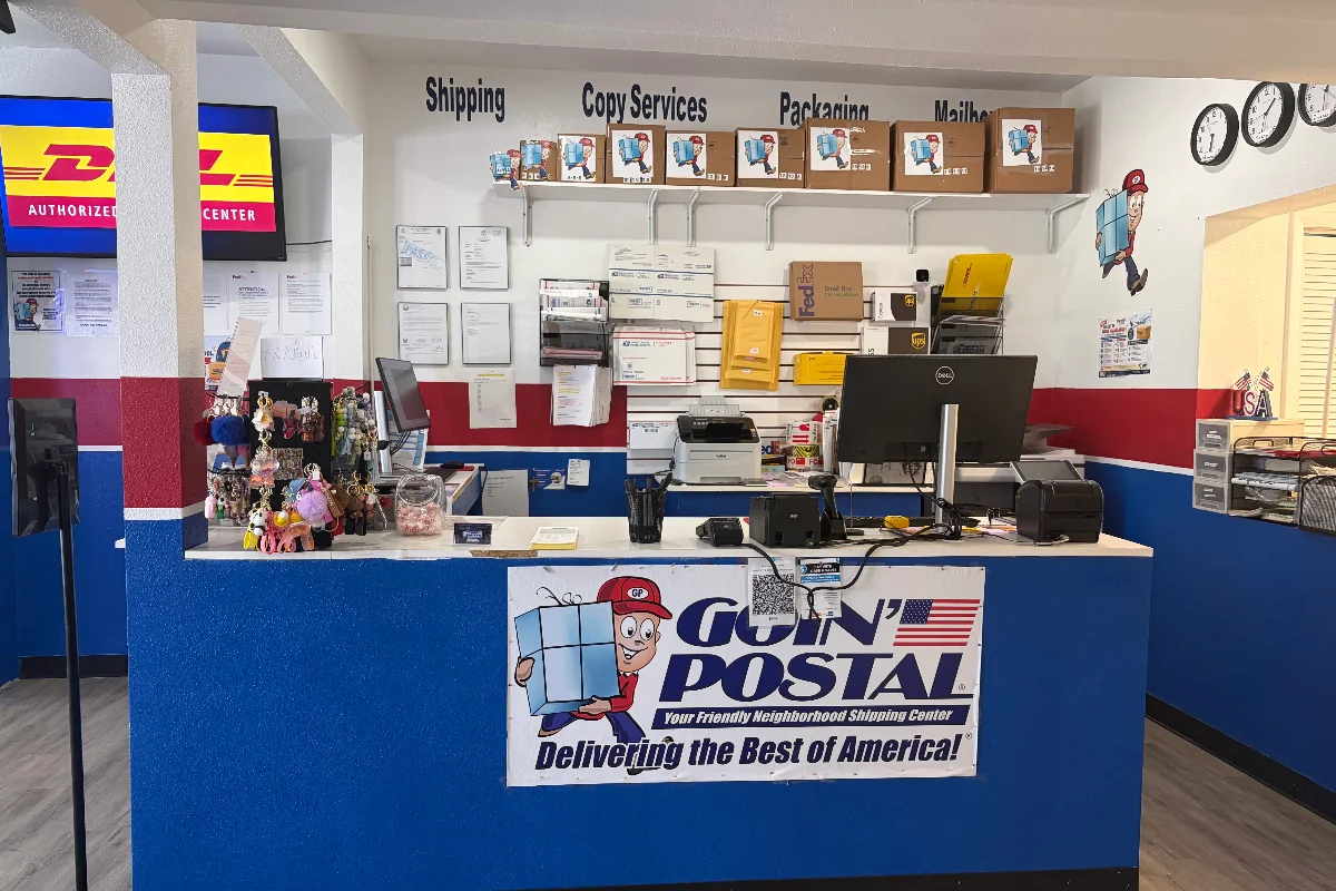 Interior of Goin' Postal Lake Wales shipping center in Lake Wales, FL