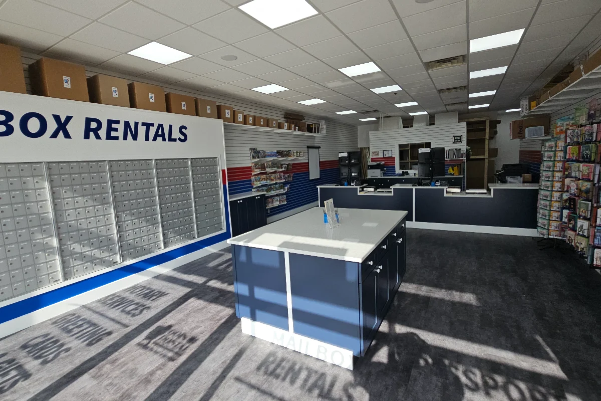 Interior of Goin' Postal Clarkston shipping center in Clarkston, MI